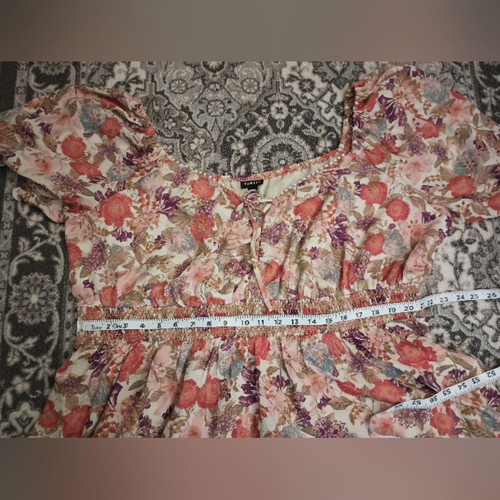 Torrid Milkmaid Top 3X Smocked Puff Sleeve Embroidered Cottage Peasant Boho - Picture 15 of 15